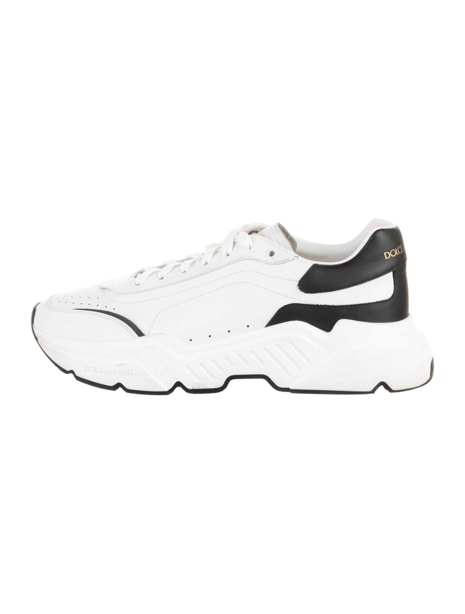 Dolce & Gabbana Leather Colorblock Pattern Athletic Sneakers