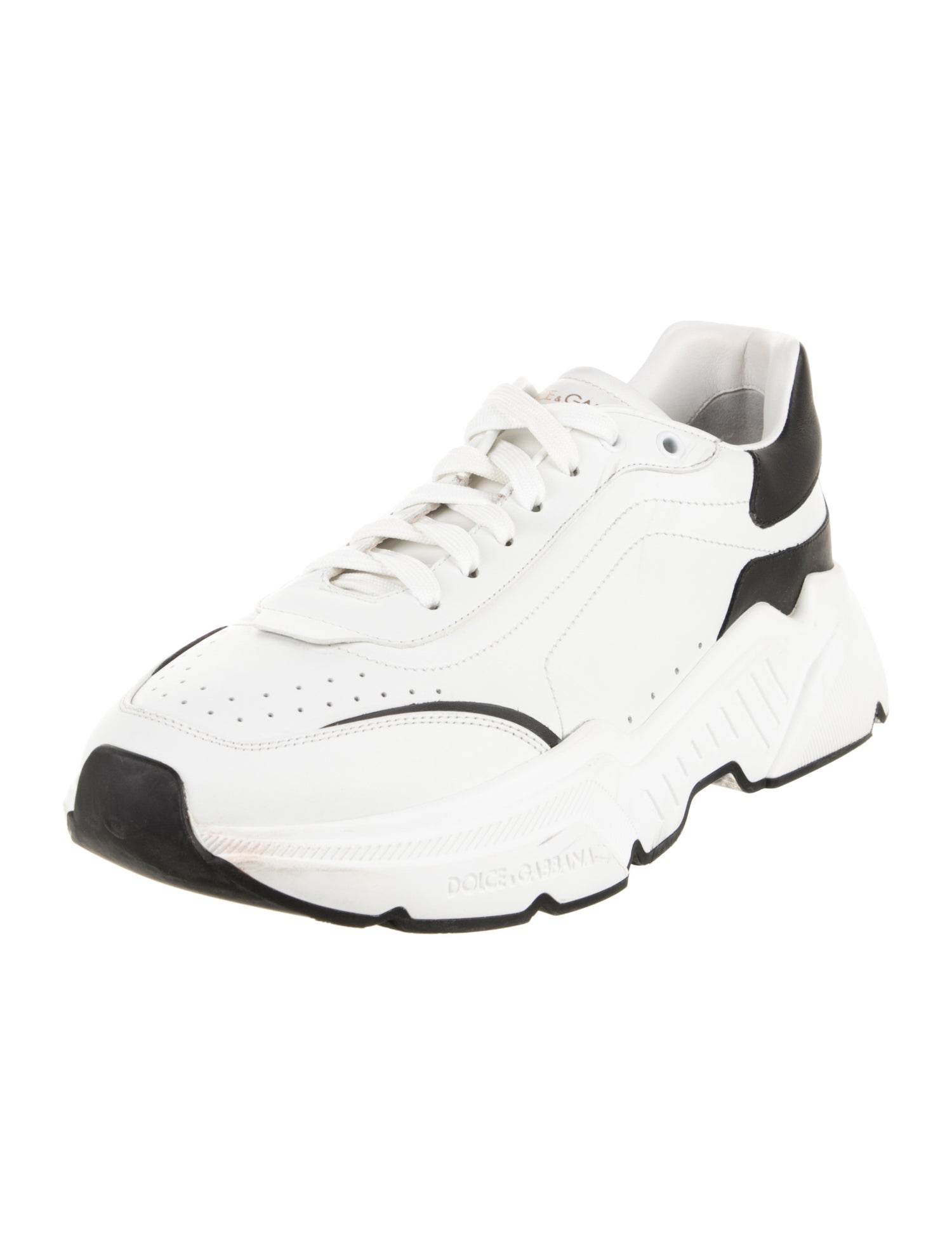Dolce & Gabbana Leather Colorblock Pattern Athletic Sneakers
