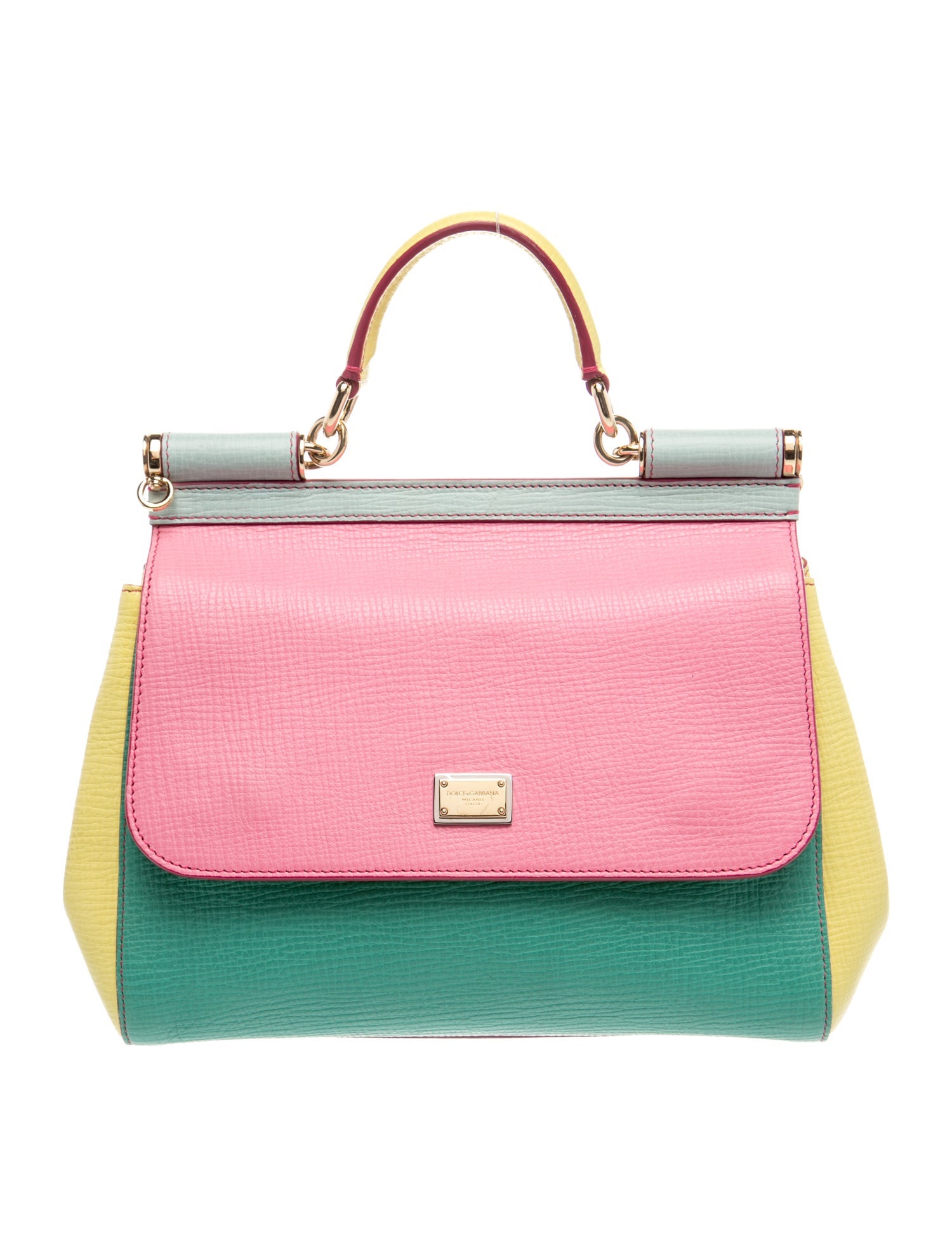 Dolce & Gabbana Leather Tricolor Leather Medium Miss Sicily Top Handle Bag