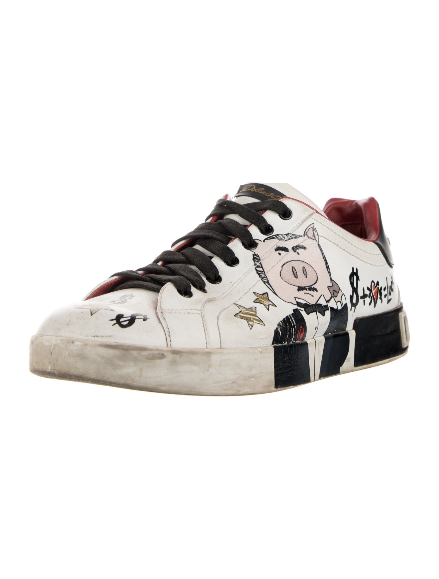 Dolce & Gabbana Leather Printed Sneakers
