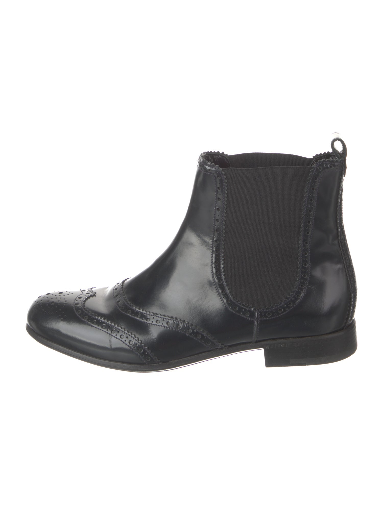 Dolce & Gabbana Patent Leather Scalloped Accent Chelsea Boots