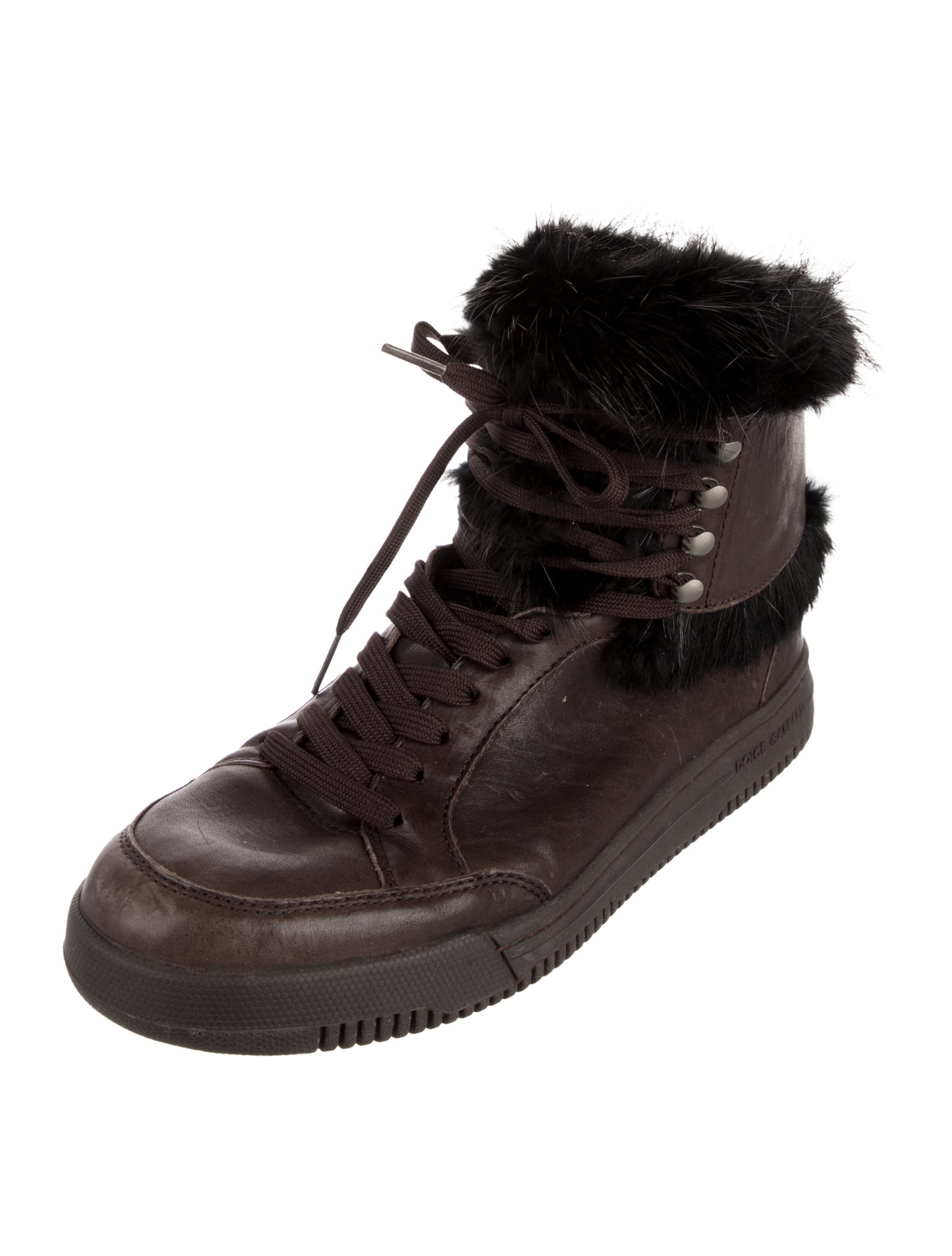 Dolce & Gabbana Leather Lace-Up Boots
