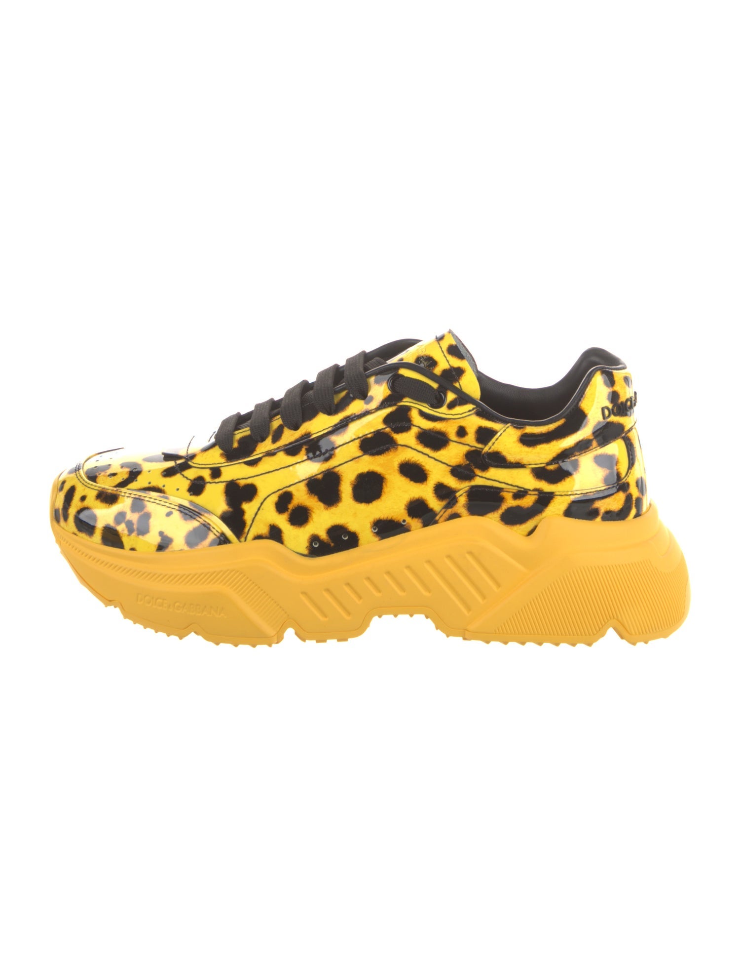Dolce & Gabbana Patent Leather Animal Print Chunky Sneakers