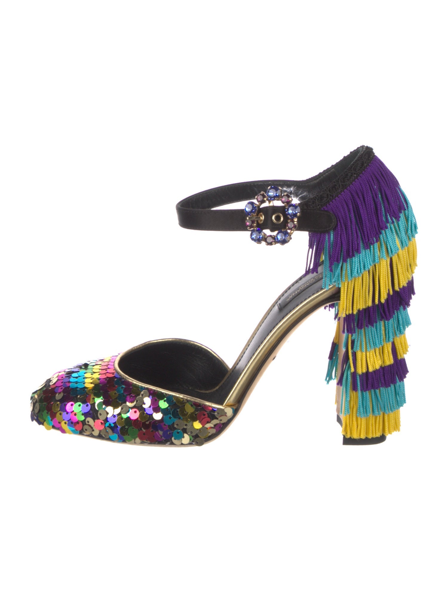 Dolce & Gabbana Sequins Striped D'Orsay Pumps