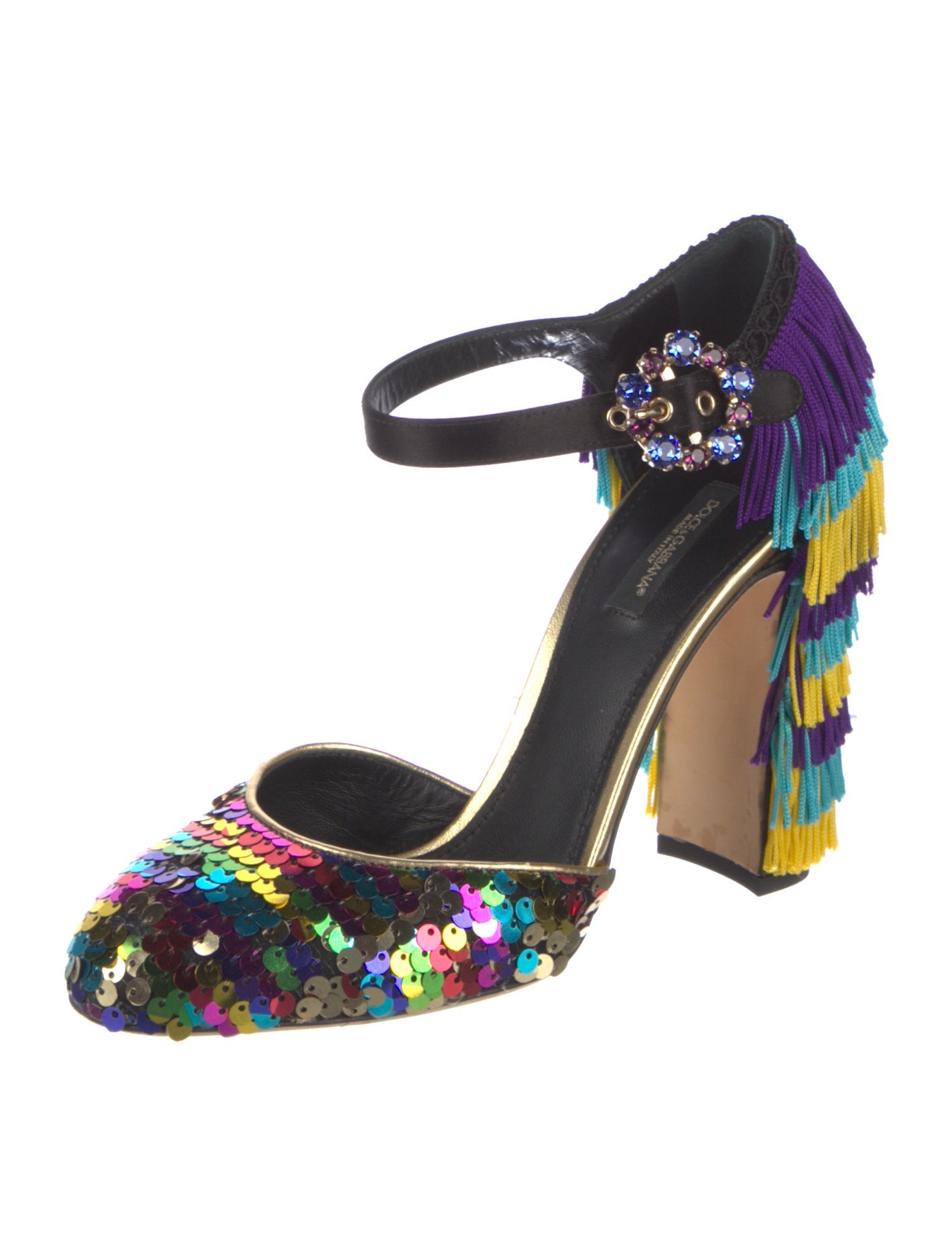 Dolce & Gabbana Sequins Striped D'Orsay Pumps