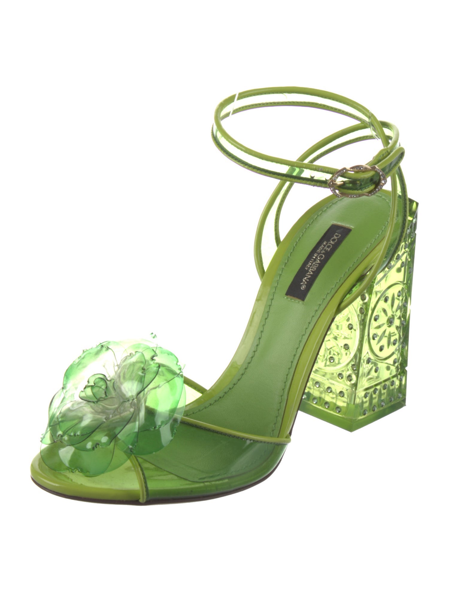 Dolce & Gabbana Leather Crystal Embellishments Sandals