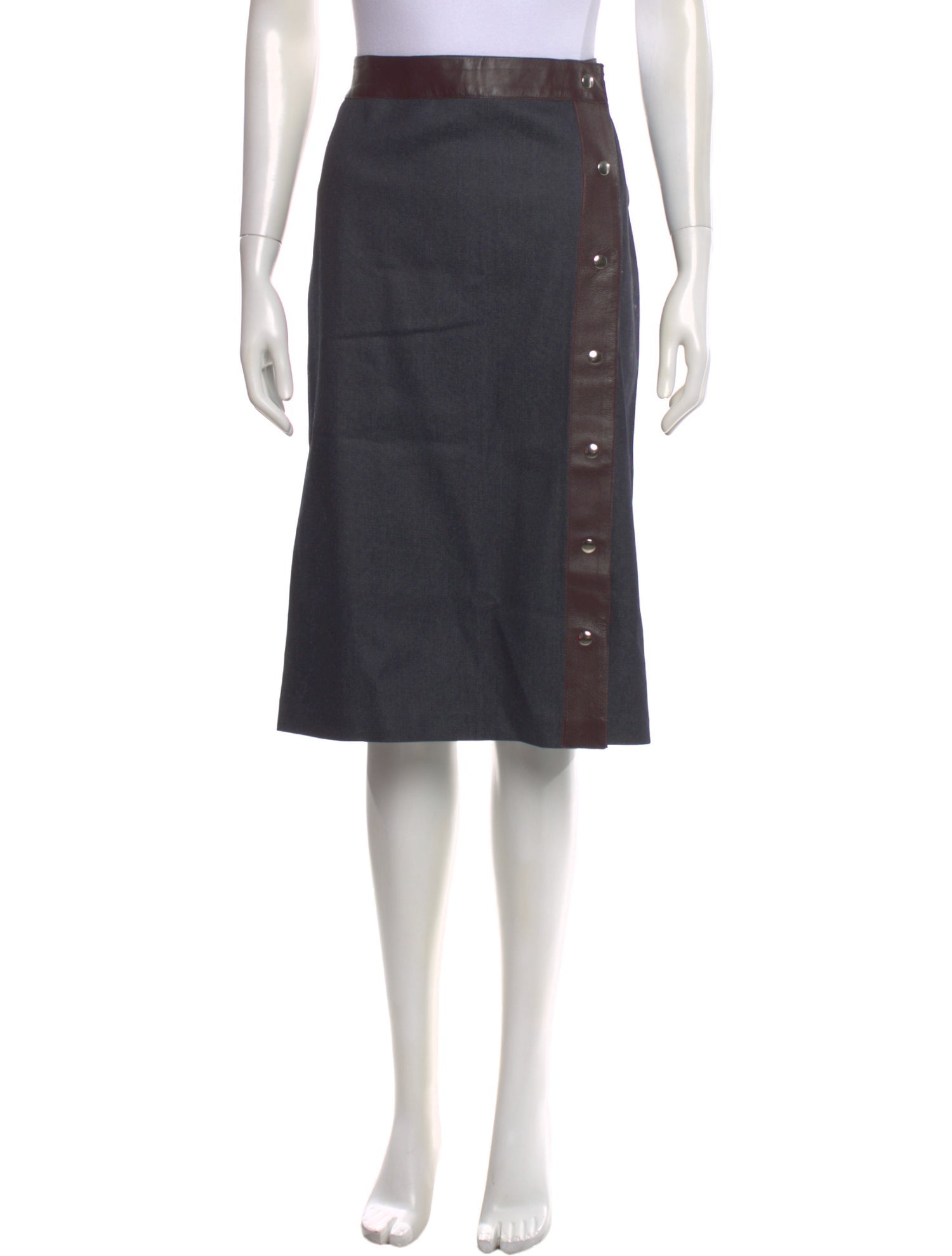 Dolce & Gabbana Leather Trim Embellishment Knee-Length Skirt