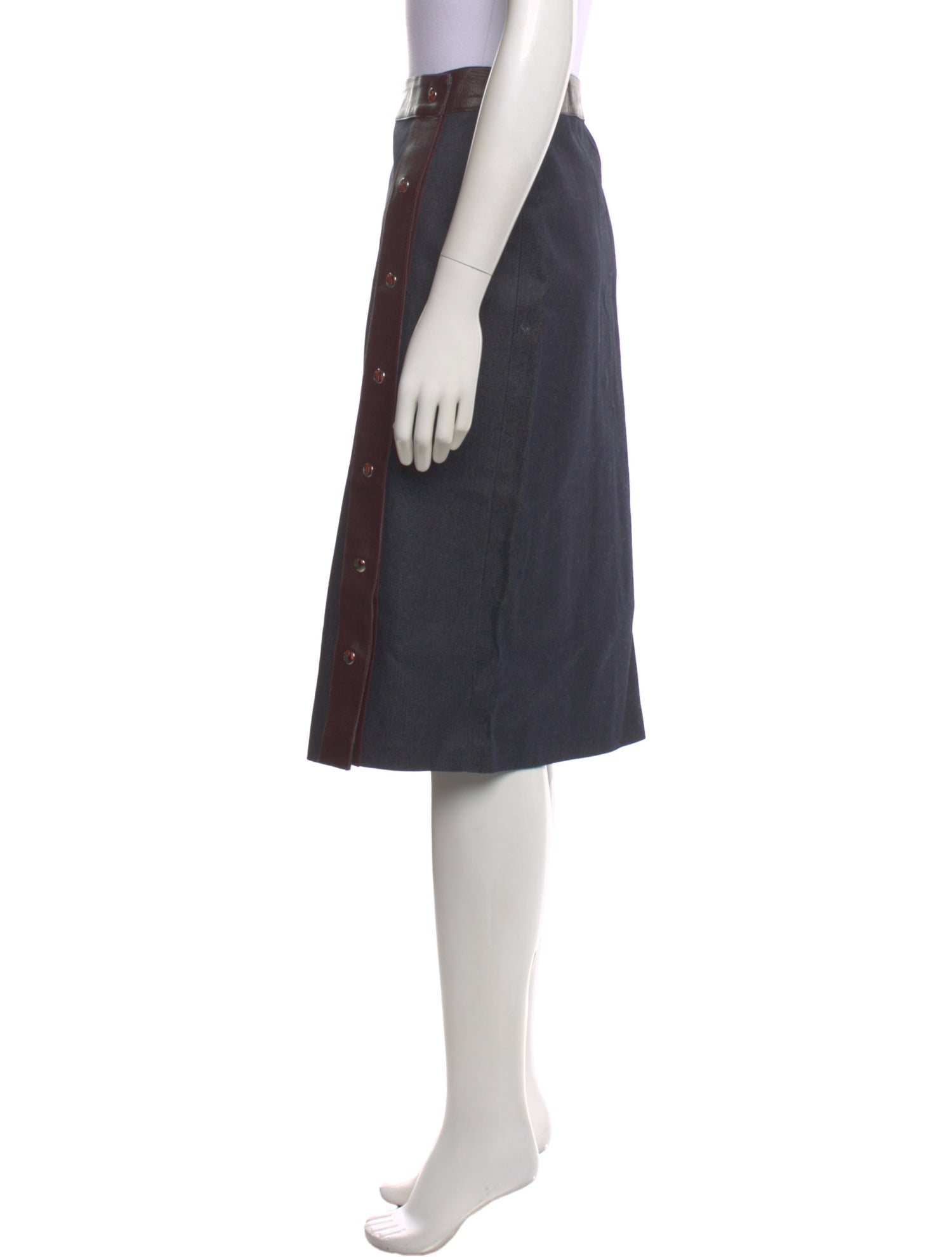 Dolce & Gabbana Leather Trim Embellishment Knee-Length Skirt