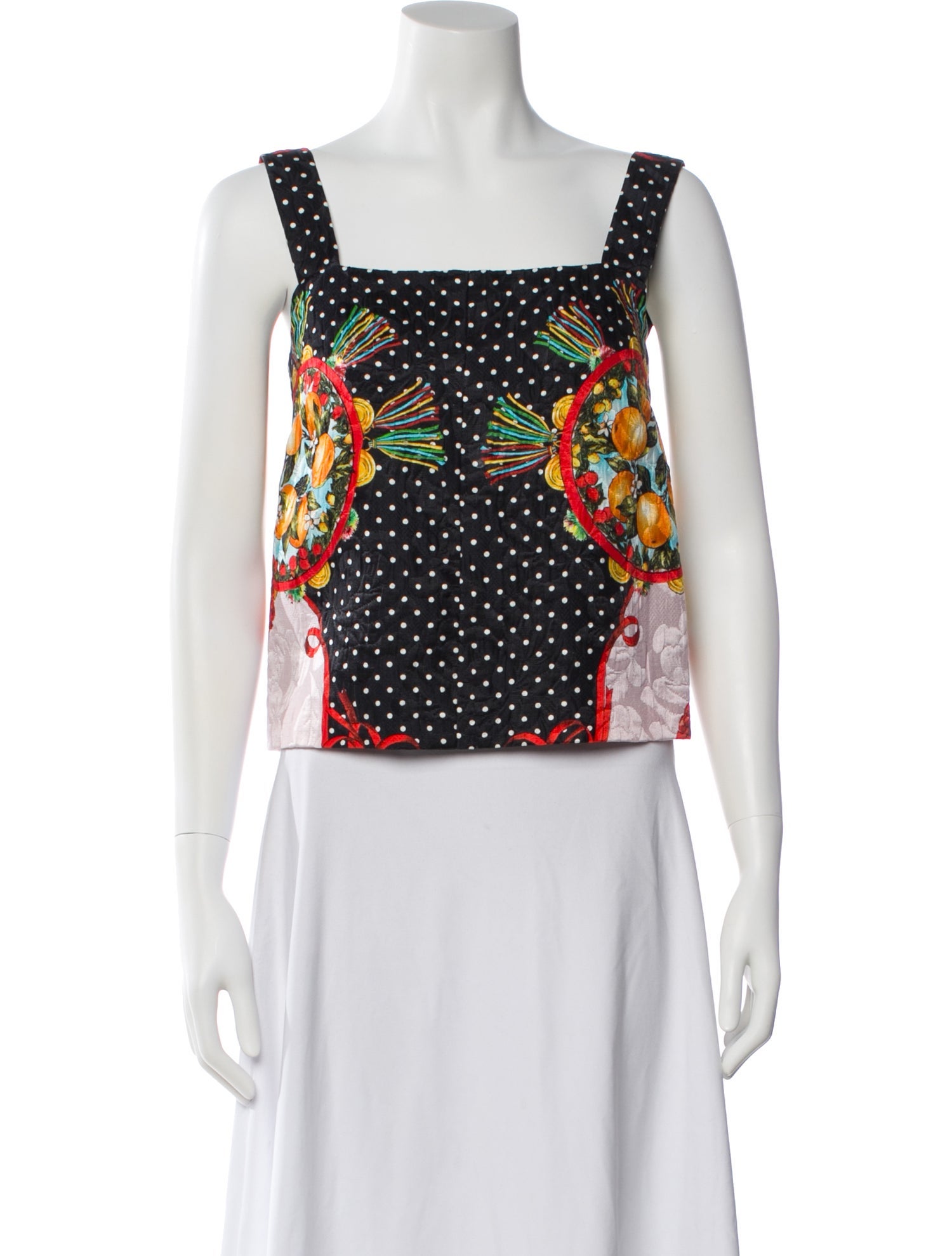Dolce & Gabbana Polka Dot Print Square Neckline Crop Top