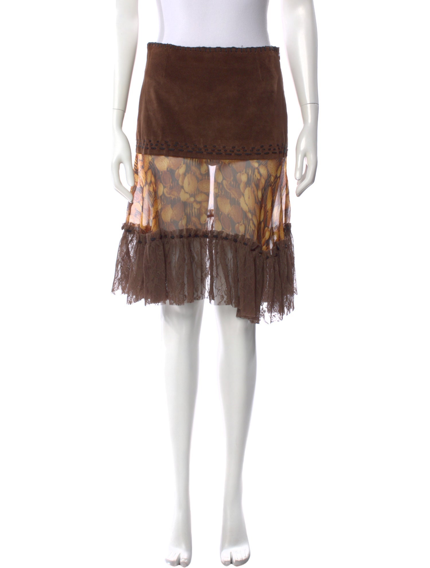 Dolce & Gabbana Whipstitch Trim Knee-Length Skirt