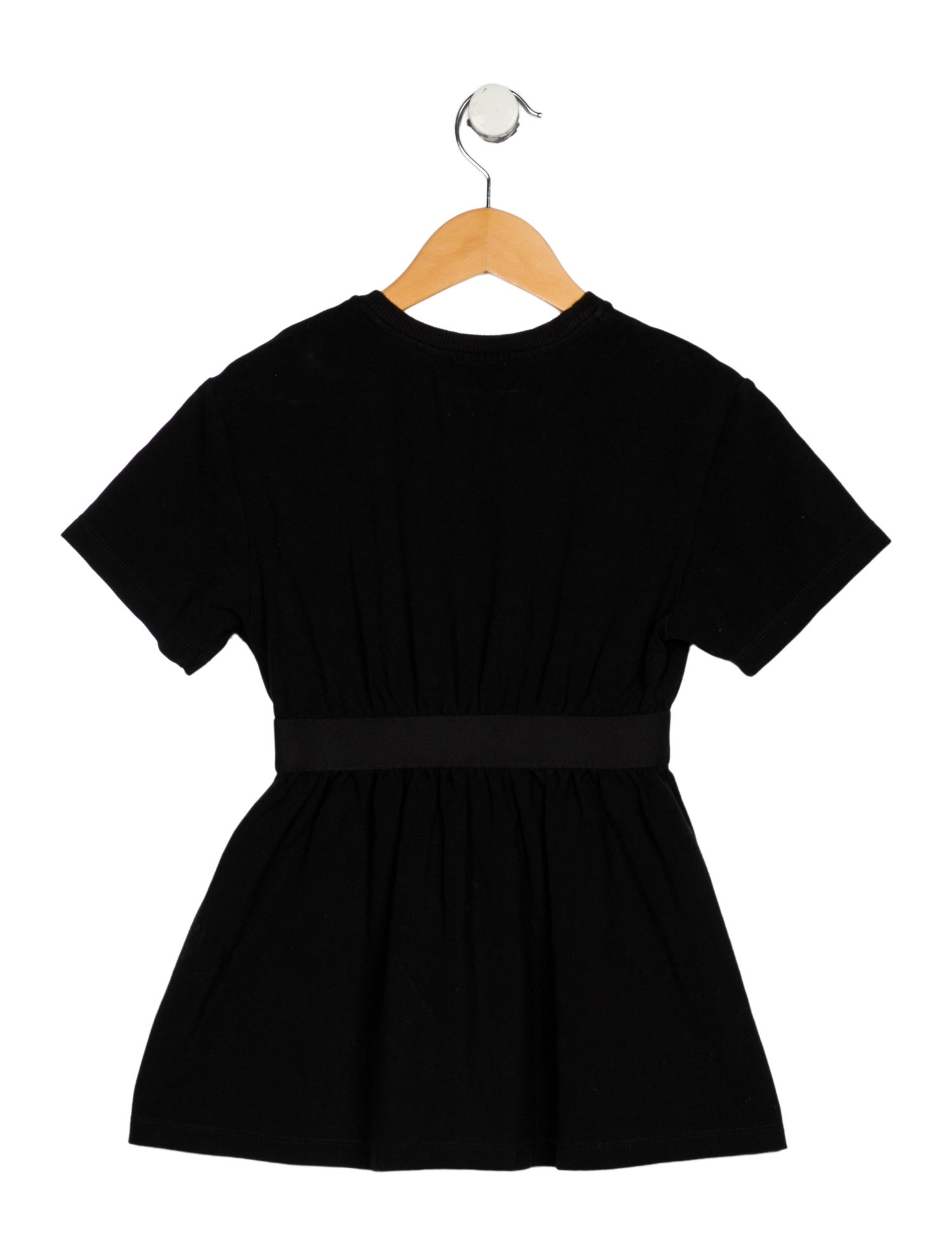 Dolce & Gabbana Cotton black short sleeve dress with branding motif on front