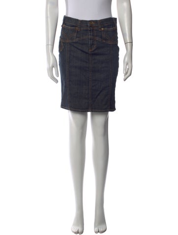 Pre-owned Dolce & Gabbana Distressed Accents Knee-length Skirt In Blue