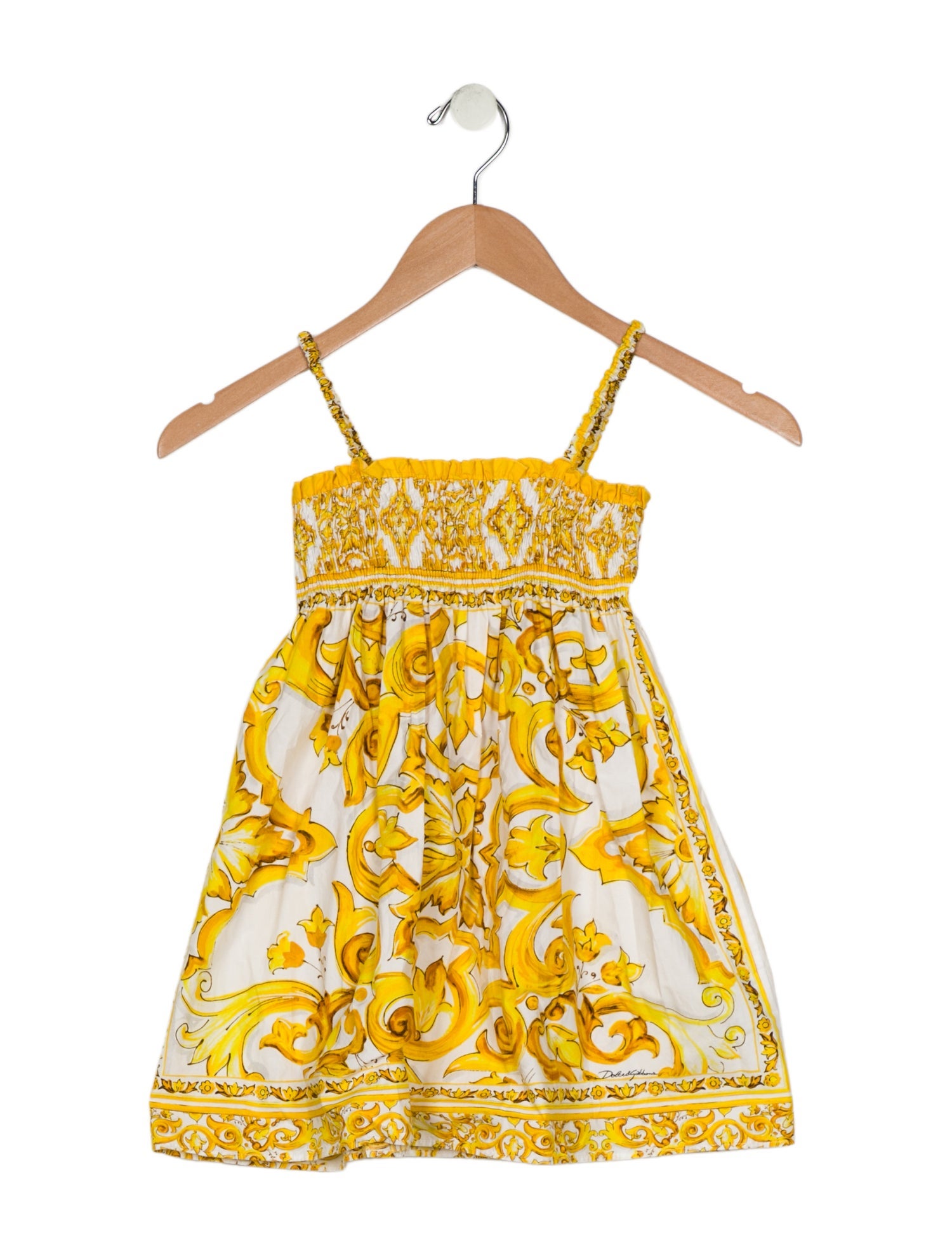 Dolce & Gabbana Cotton yellow and white patterned sleeveless dress