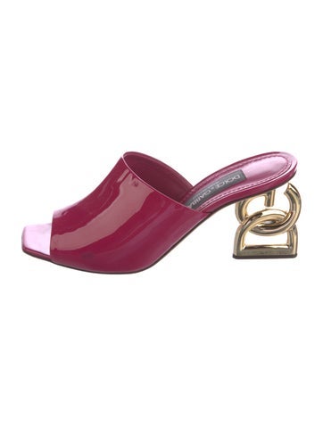 Pre-owned Dolce & Gabbana Patent Leather Mules In Pink