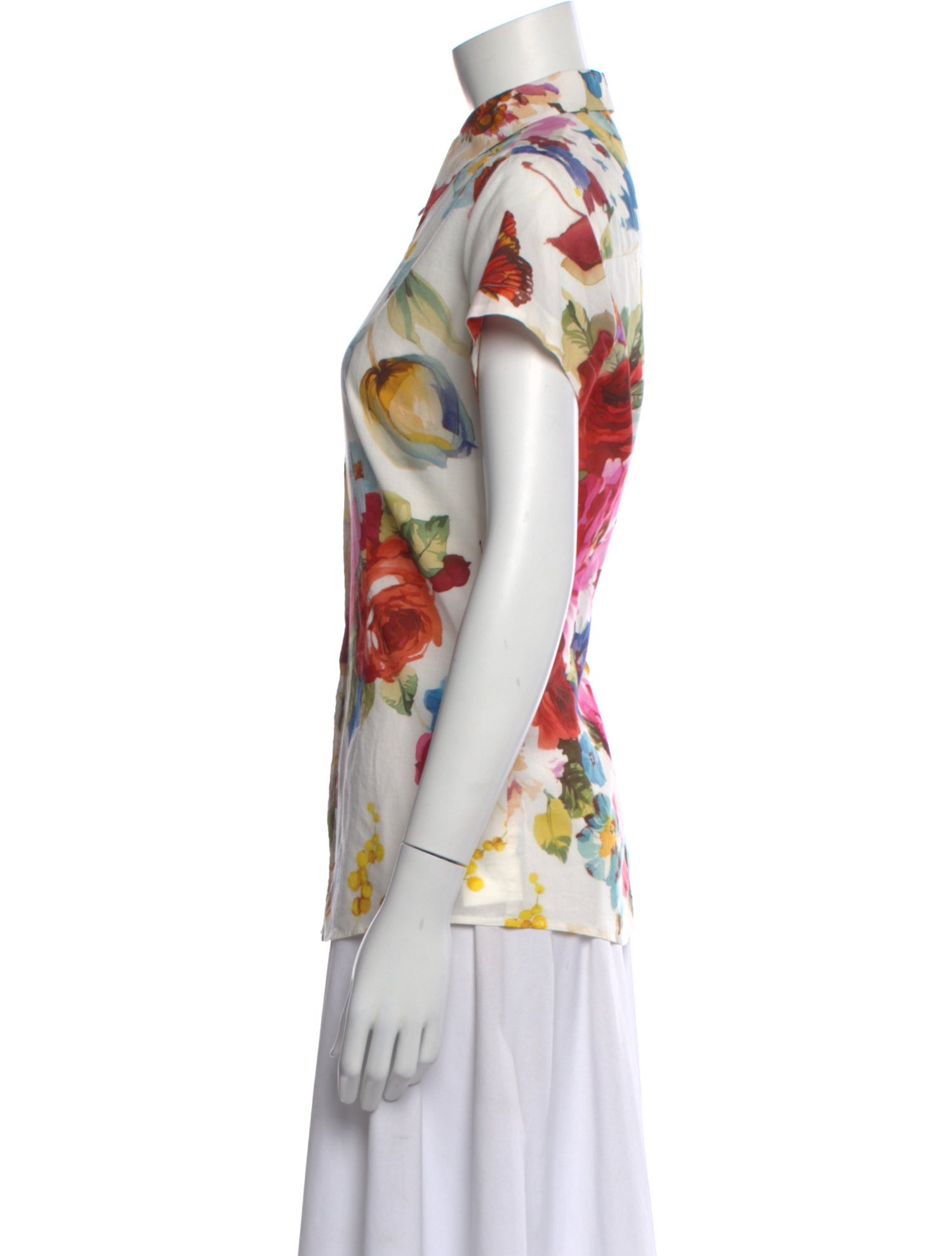 Dolce & Gabbana Floral Print Short Sleeve Button-Up Top