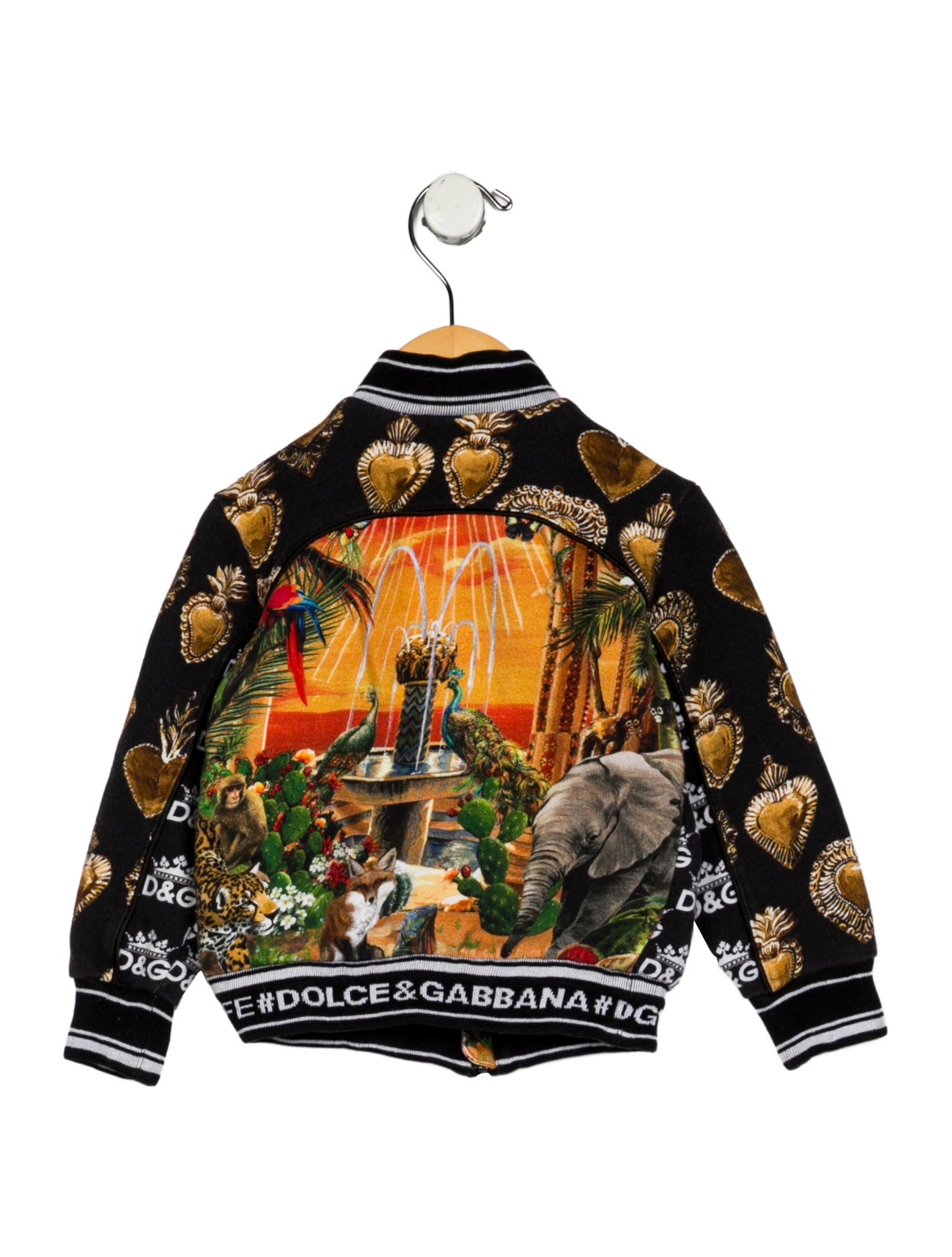 Dolce & Gabbana Cotton black and orange patterned jacket with zip closure