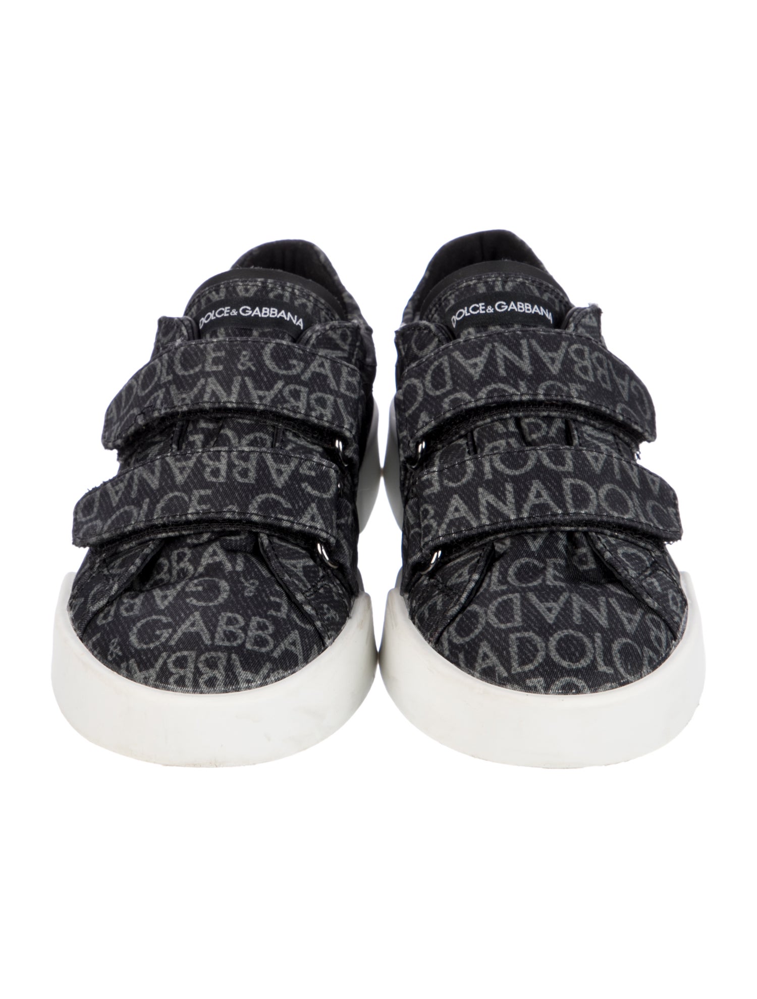 Dolce & Gabbana Black patterned low rise sneakers with velcro closure