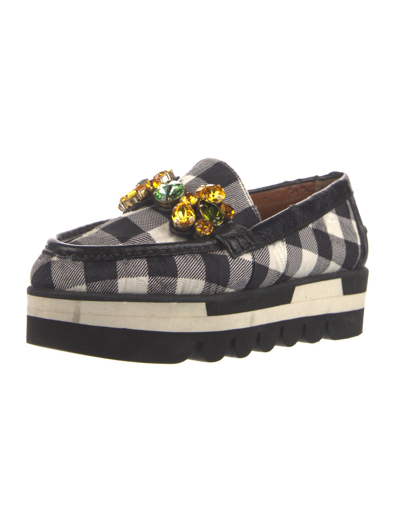 Dolce & Gabbana Canvas Plaid Print Flats