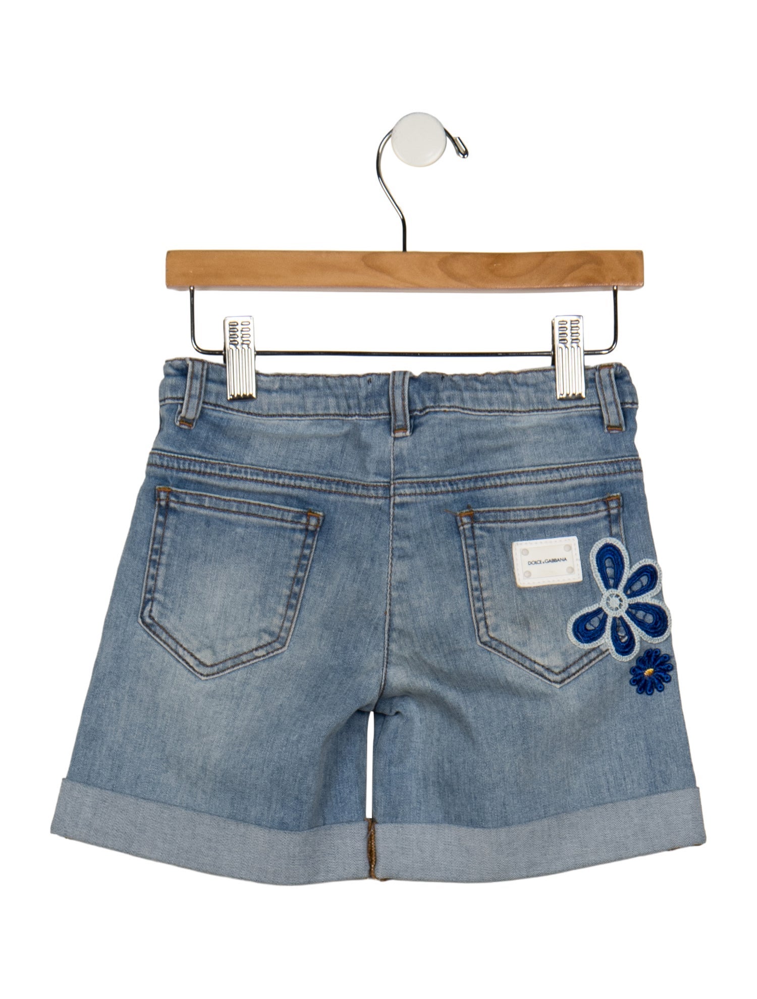 Dolce & Gabbana Cotton blue denim jeans with embroidery accents and button and zip closure