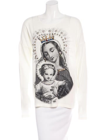 Dolce & Gabbana Embellished Madonna Silk Top w/ Tags
