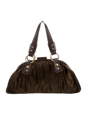 Dolce & Gabbana Leather-Trimmed Velvet Shoulder Bag