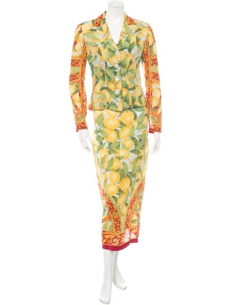 Dolce & Gabbana Silk Lemon Print Dress Set