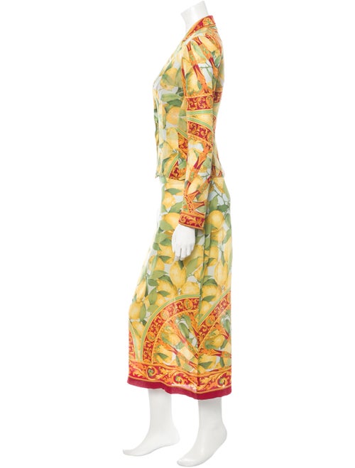 Dolce & Gabbana Silk Lemon Print Dress Set