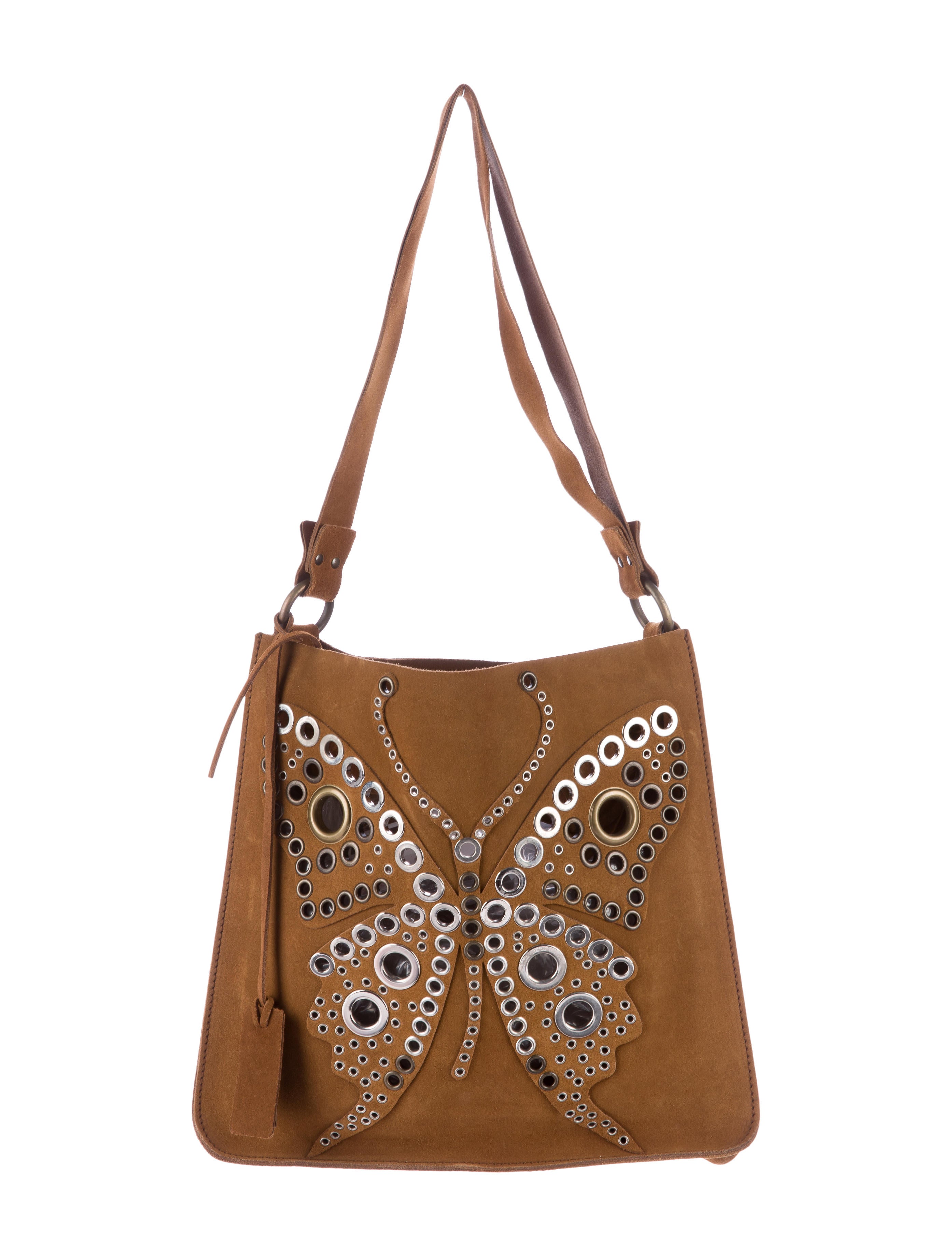 Dolce & Gabbana Suede Butterfly Shoulder Bag - Brown
