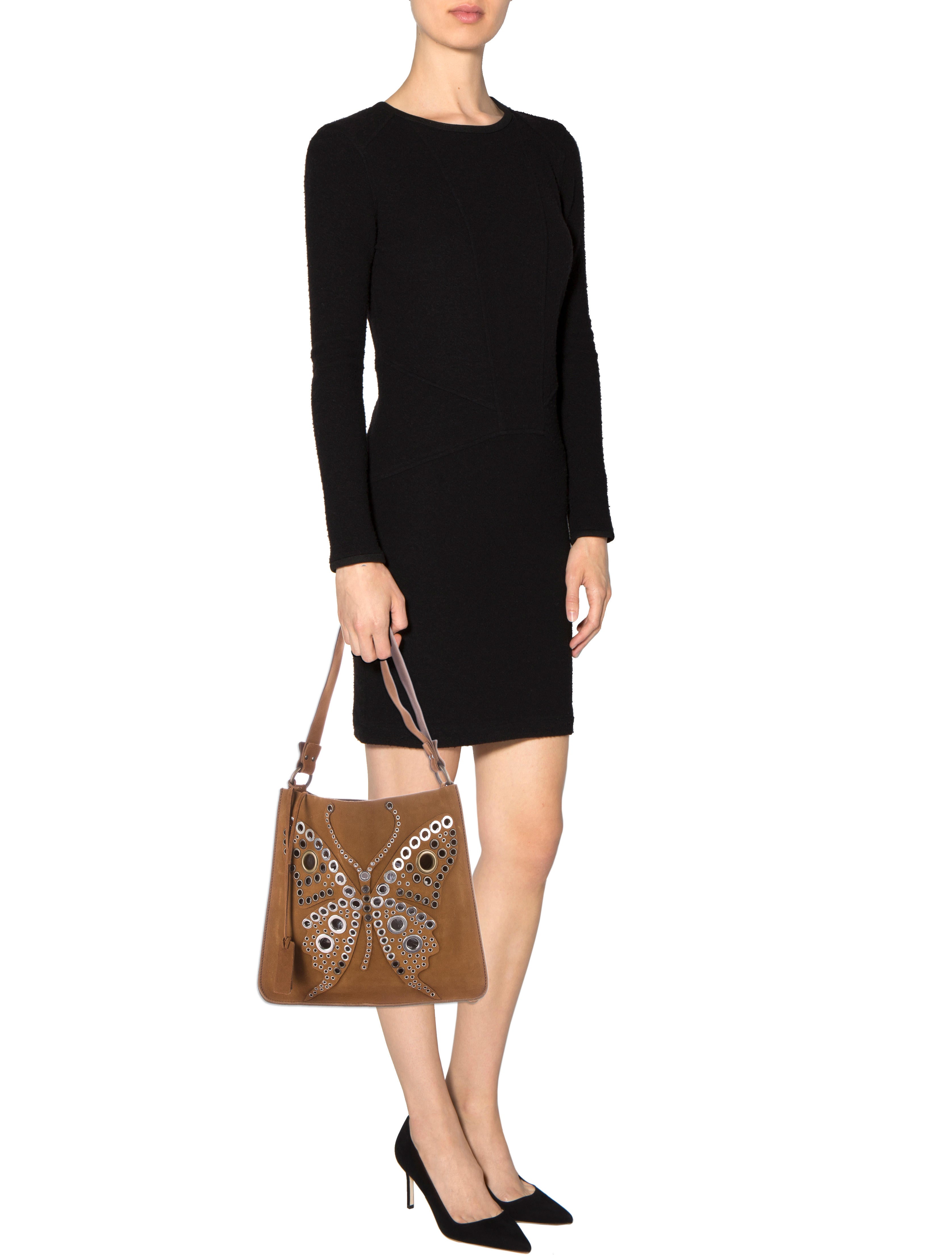 Dolce & Gabbana Suede Butterfly Shoulder Bag - Brown Shoulder Bags