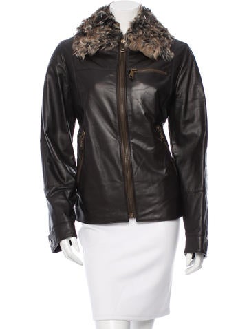 Dolce & Gabbana Fur-Trimmed Leather Jacket w/ Tags