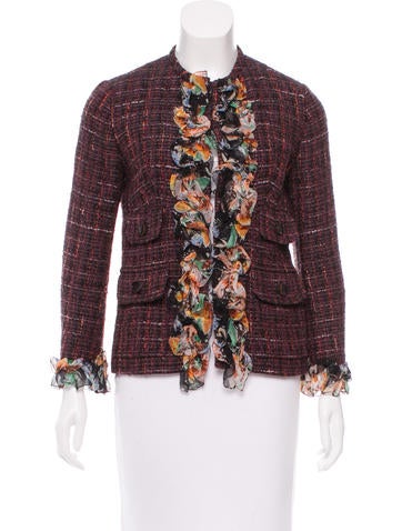 Dolce & Gabbana Tweed Ruffle-Trimmed Jacket