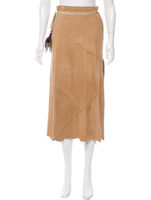 Dolce & Gabbana Feather-Trimmed Suede Skirt