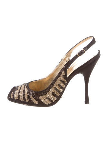 Dolce & Gabbana Sequin Peep-Toe Pumps