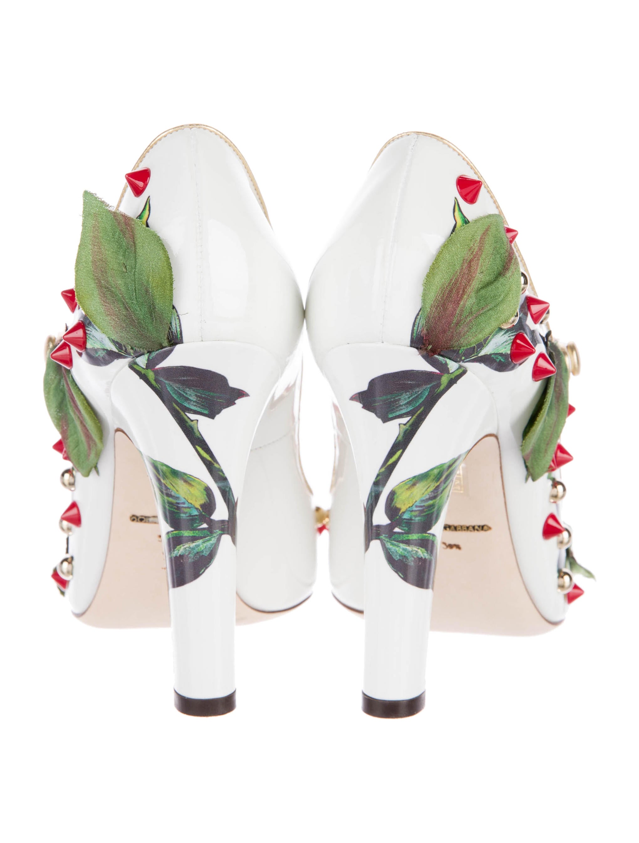 Dolce & Gabbana 2016 Patent Leather Rose Embellished Mary Jane Pumps