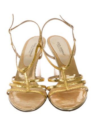 Dolce & Gabbana Metallic Wedge Sandals