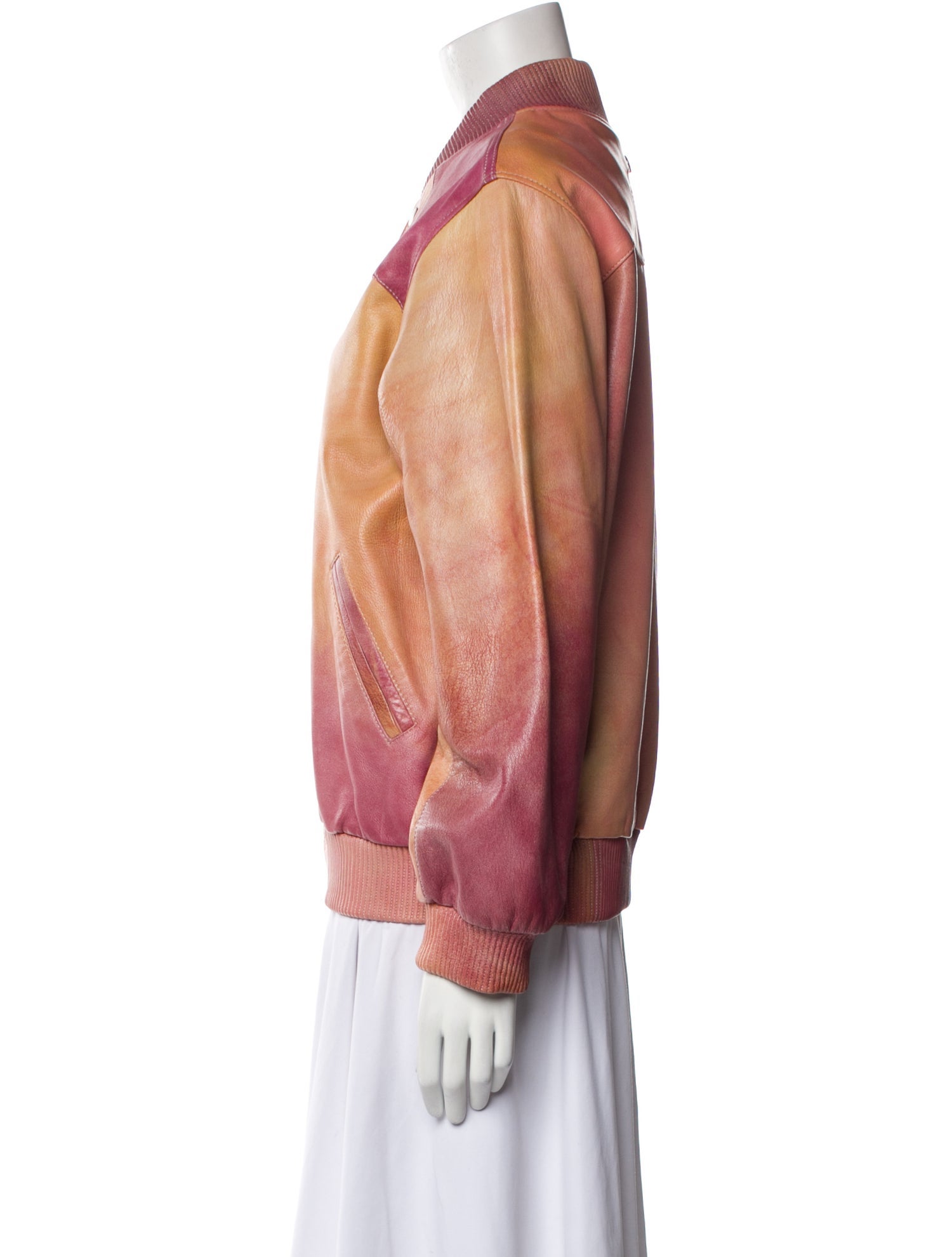 Dan Cassab Leather Tie-Dye Print Bomber Jacket