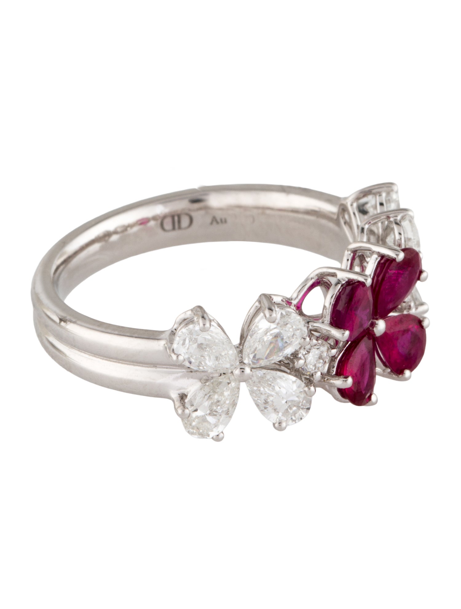 Daniella Design 18K 1.07ctw Diamond & Ruby Floral Band