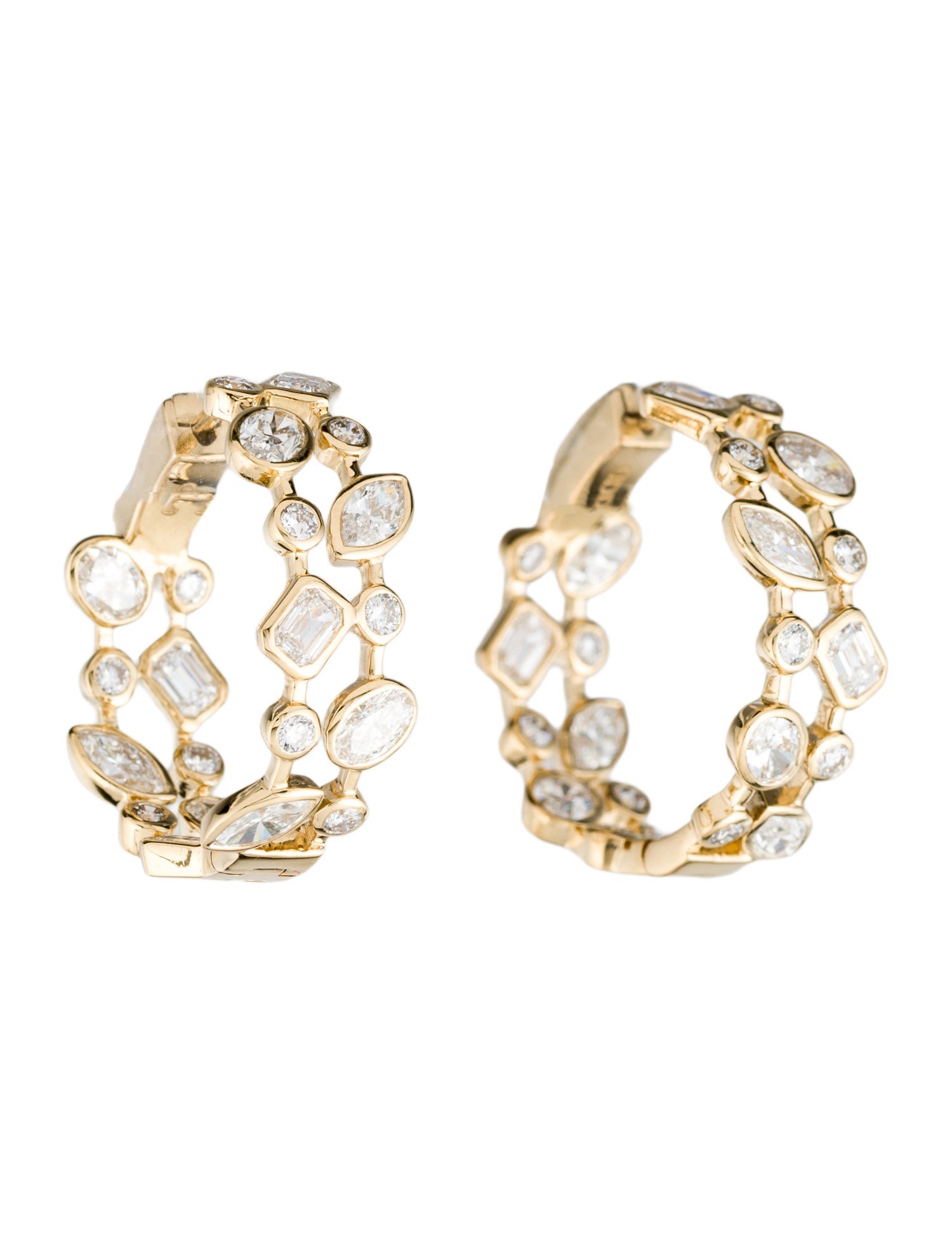 Daniella Design 18K 4.11ctw Diamond Hoop Earrings