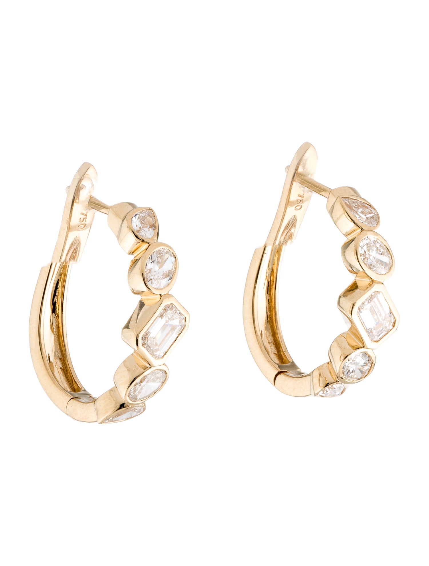 Daniella Design 18K 1.62ctw Diamond Hoop Earrings