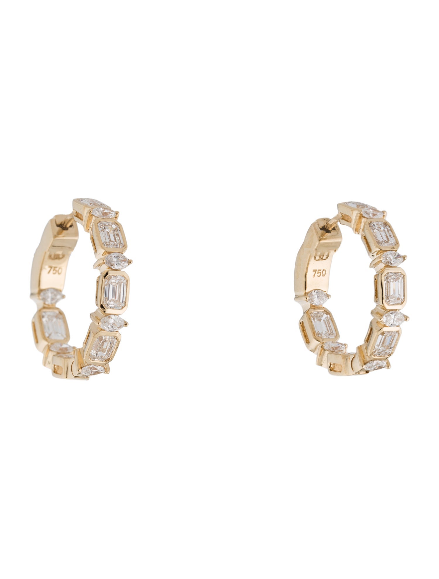 Daniella Design 18K 3.22ctw Diamond Inside-Out Hoop Earrings