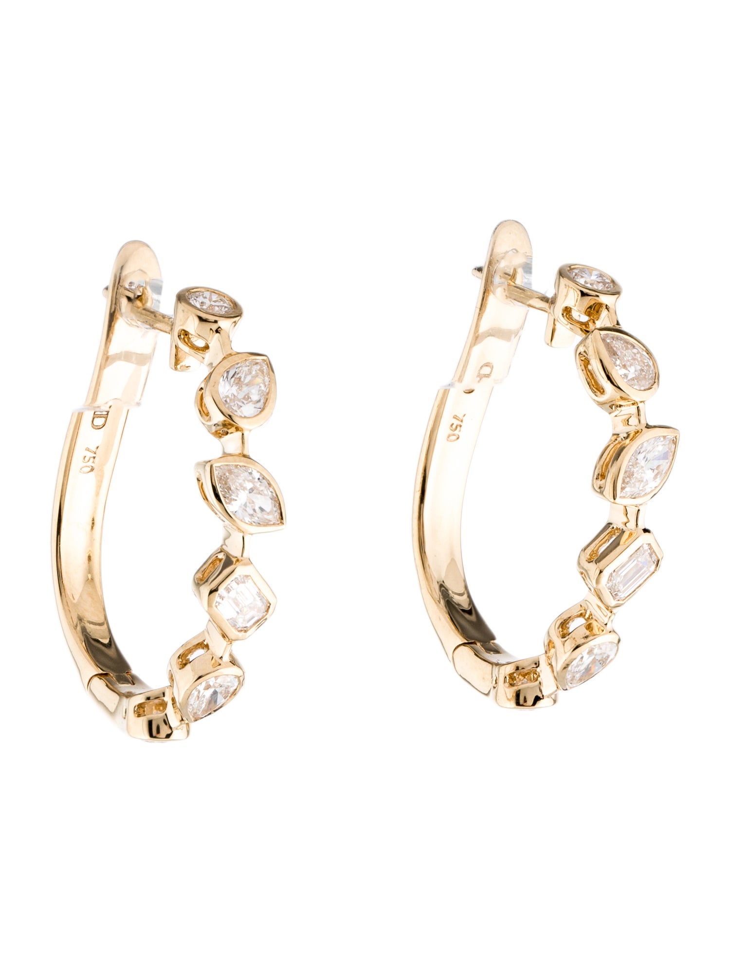 Daniella Design 18K 1.46ctw Diamond Hoop Earrings