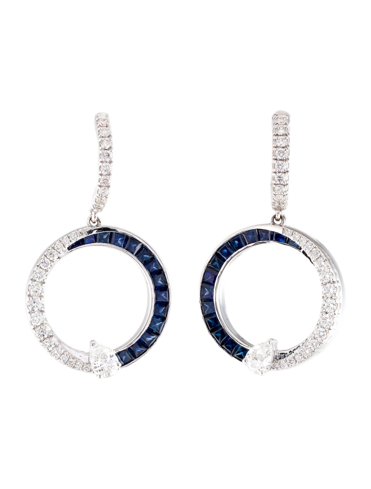 Daniella Design 18K Sapphire & Diamond Drop Earrings