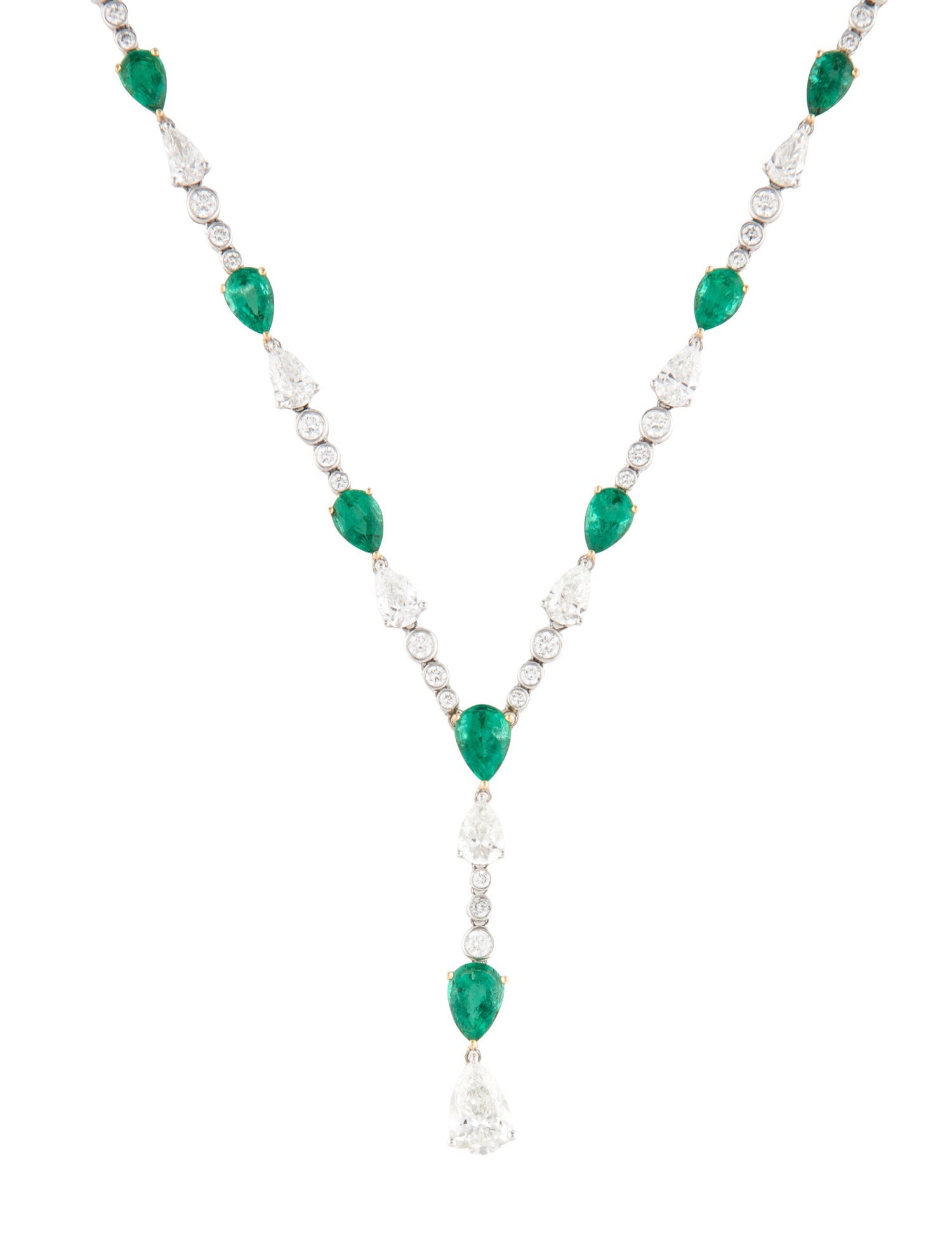 Daniella Design 18K 9.80ctw Diamond & Emerald Lavalier Necklace