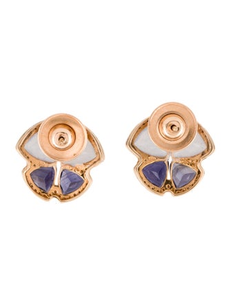 Daniella Kronfle 18K 5.24ctw Chalcedony, Iolite & Diamond Butterfly Stud Earrings