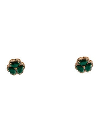 Daniella Kronfle 18K Malachite & Diamond Flower Earrings