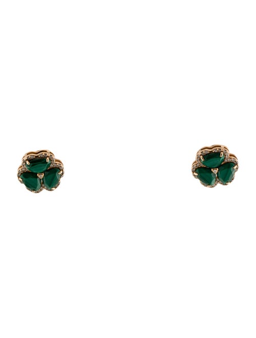 Daniella Kronfle 18K Malachite & Diamond Flower Earrings