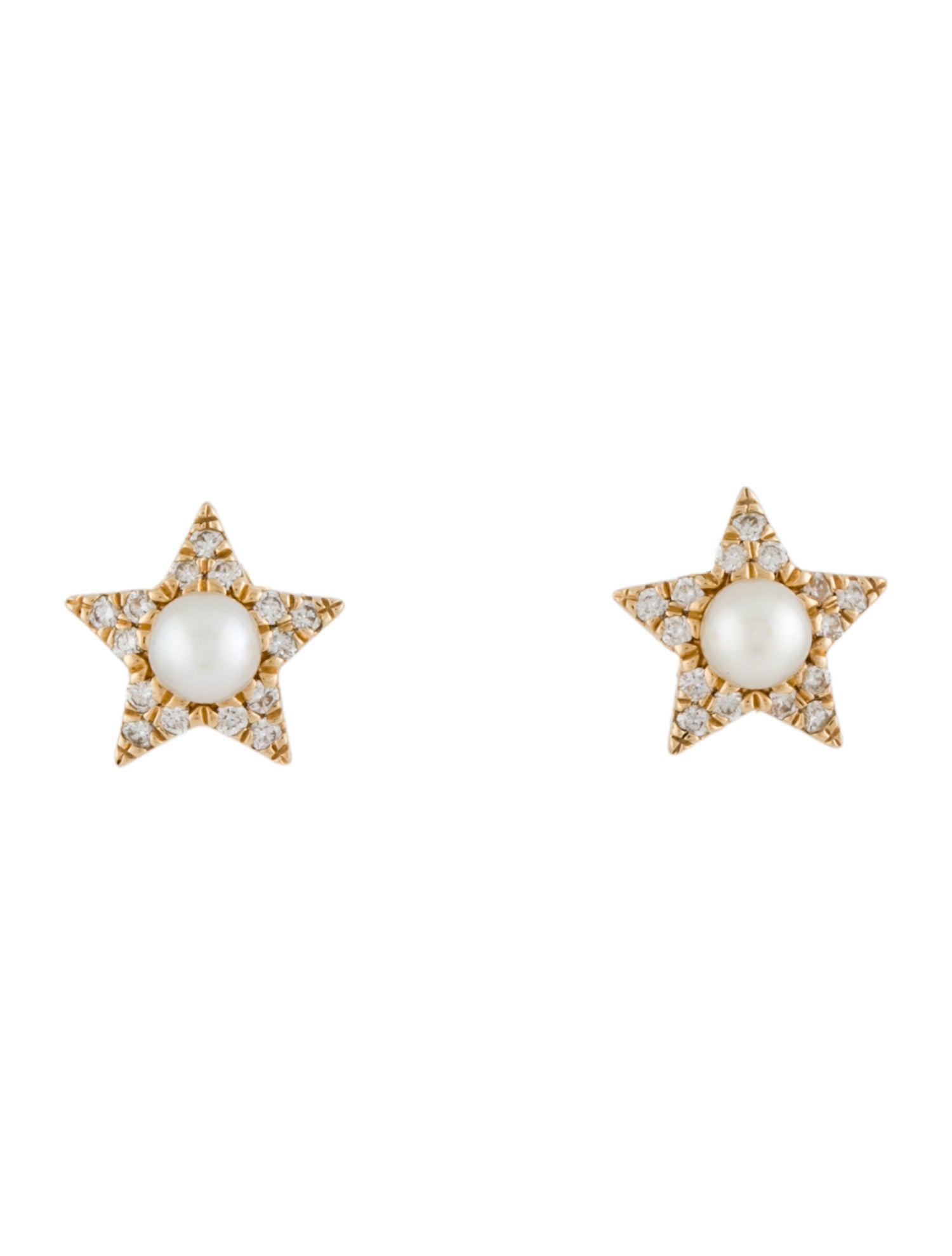 Dana Rebecca Designs 14K Pearl & Diamond Star Stud Earrings