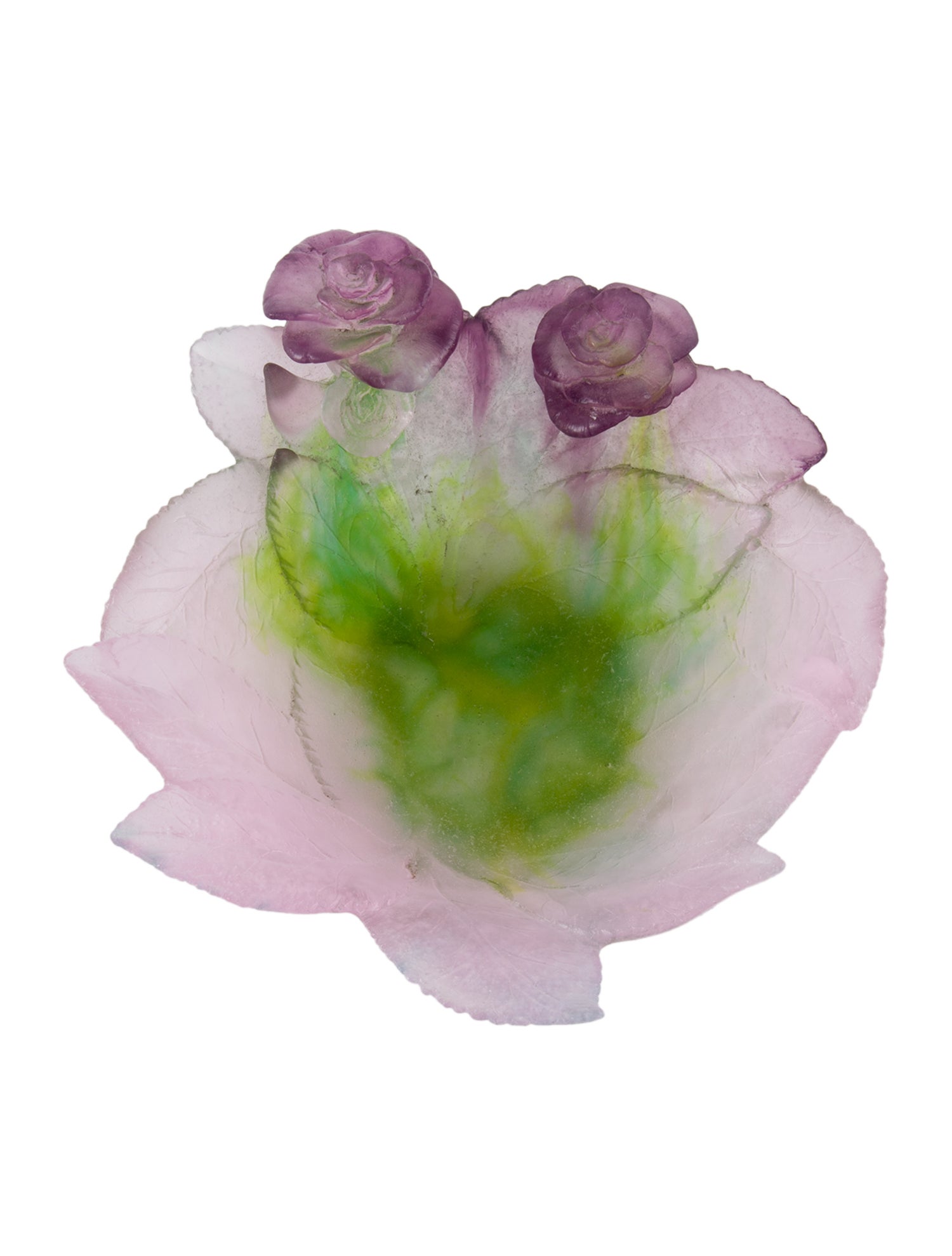 Daum Pâte de Verre Rose Crystal Dish