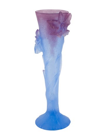 Daum Decorative Accents Pate De Verre Amethyst Orchid Flower Vase