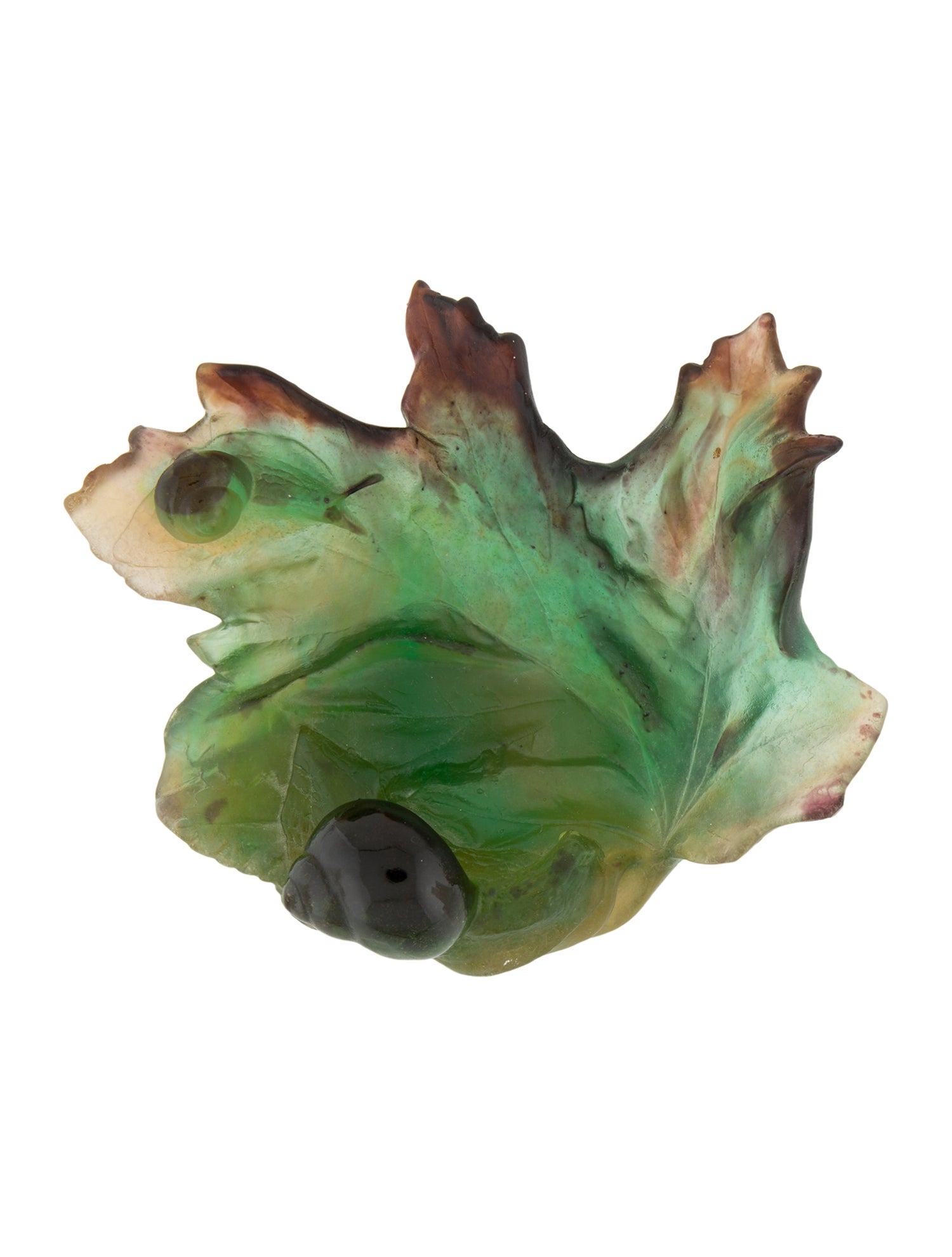 Daum Pâte de Verre Leaf Dish